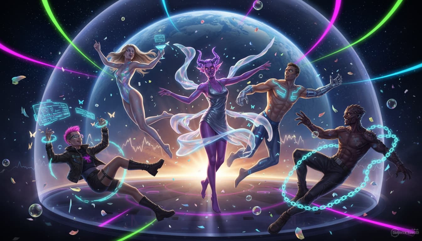 Diverse character designs showing appearance customization and personality options